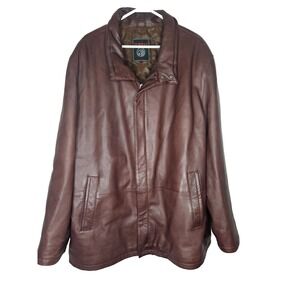 Torras Leather Jacket Mens 58 Brown Full Zip Coat Classic Vintage